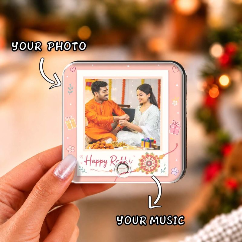 Custom Raksha Bandhan Musical Fridge Magnet Personalized Photo Song & Voice Message Gift  Rakhi Surprise for Siblings